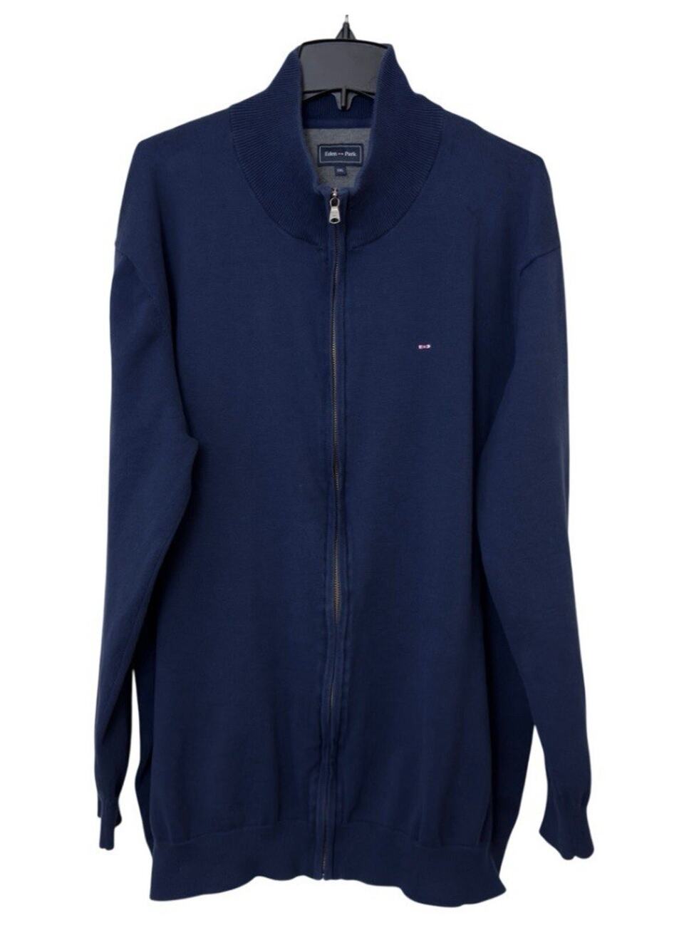 Eden Park Men’s Navy Full Zip Sweater 100% Cotton 5XL French Luxury Brand